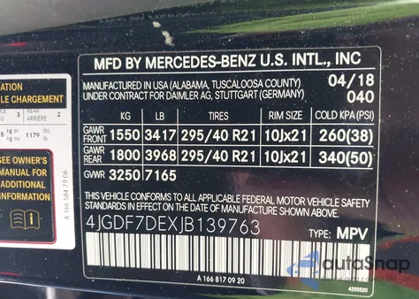2018 Mercedes-Benz Gls 550 4Matic z USA, uszkodzony, nr VIN 4JGDF7DEXJB139763